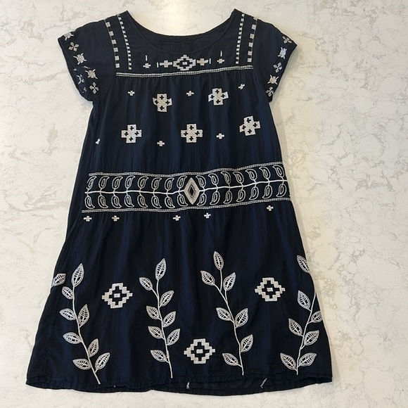 3J Johnny Was Workshop Black Tunic Dress with White Embroidery Boho Gothcore XS - Picture 6 of 13